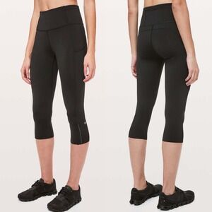 Lululemon Fast Free Nulux Crop Leggings Black Womens Size 4 Yoga Fitness Running